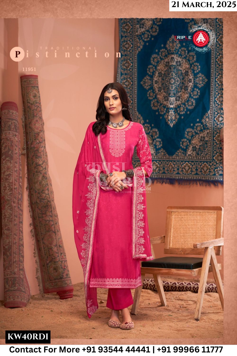 Triple Aaa Catalogue - Tulip Vol 9: Fancy Muslin Jacquard Dress Catalog Supplier
