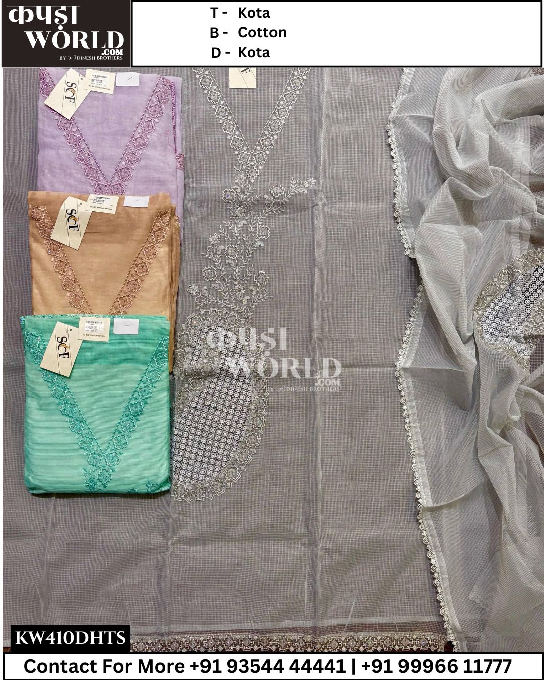 Delhi Suits With Kota Top and Kota Dupatta (Set of 4)410No