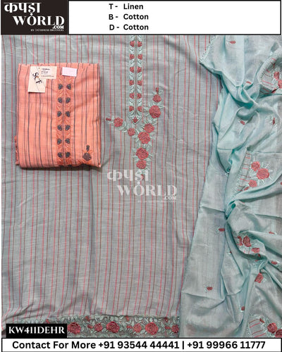 Delhi Suits With Linen Top and Cotton Dupatta (Set of 2)411No