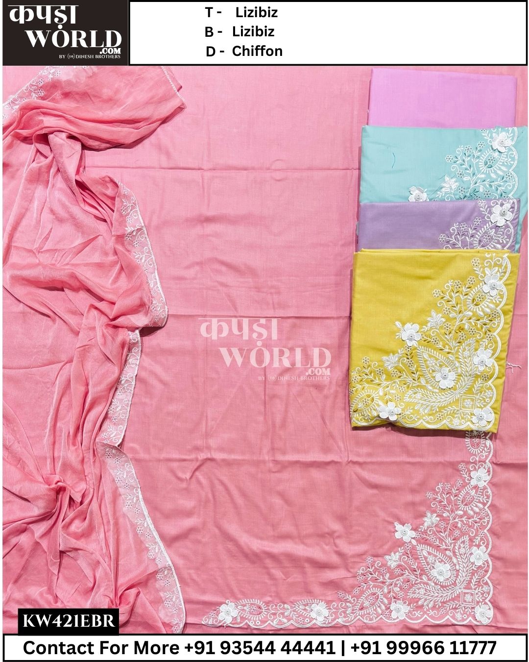 Amritsar Suits With Lizzy Bizzy Top and Chiffon Dupatta (Set of 4)421No