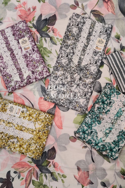 Ahmedabad Unstitched Cambric Suit with Chiffon Dupatta (Set of 4)42No