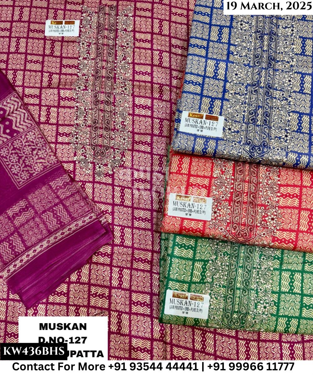 Kesar Karachi Muskan With Jaam Top and Pure Dupatta (Set of 4)436No