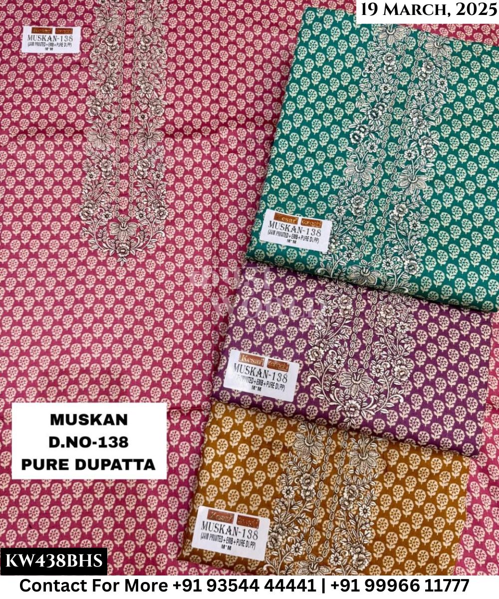 Kesar Karachi Muskan With Jaam Top and Pure Dupatta (Set of 4)438No