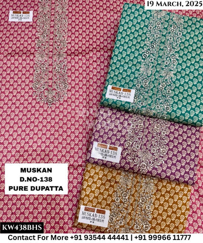 Kesar Karachi Muskan With Jaam Top and Pure Dupatta (Set of 4)438No