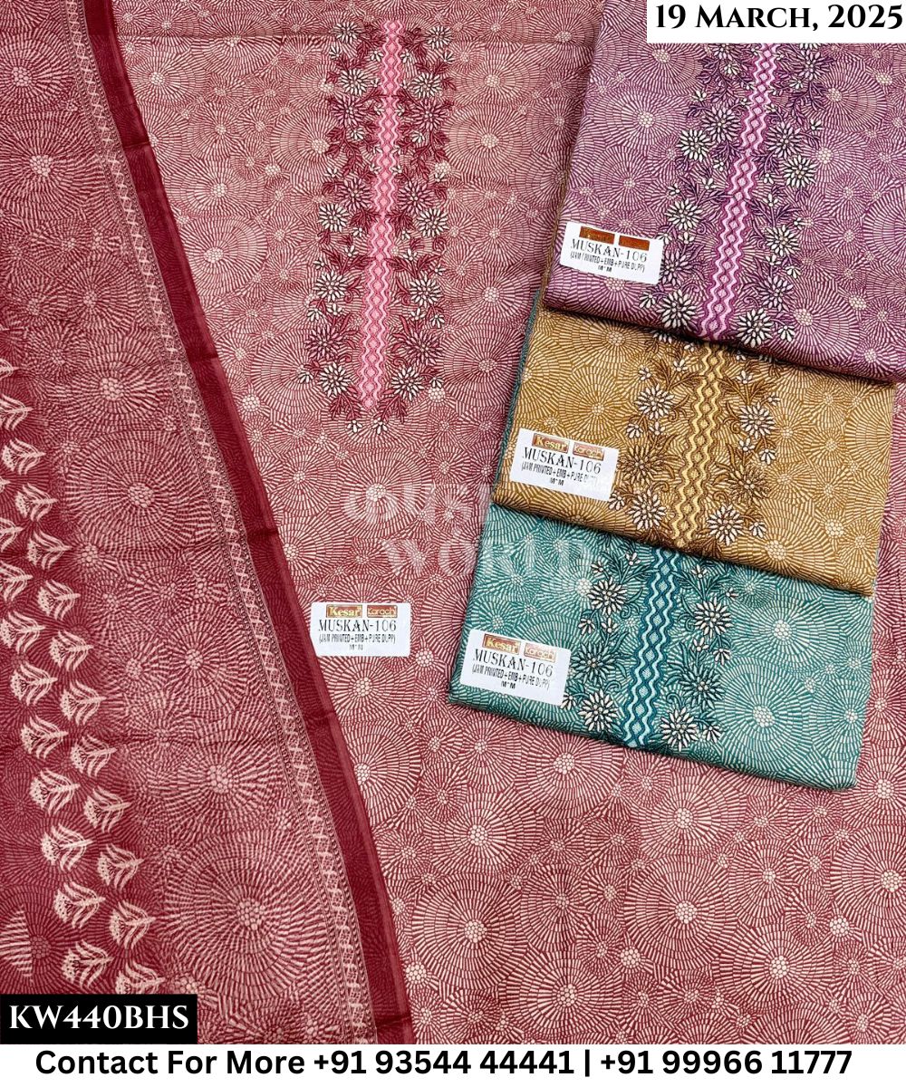 Kesar Karachi Muskan With Jaam Top and Pure Dupatta (Set of 4)440No