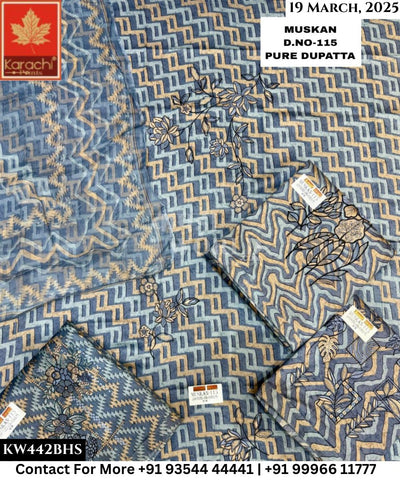 Kesar Karachi Muskan With Jaam Top and Pure Dupatta (Set of 4)442No