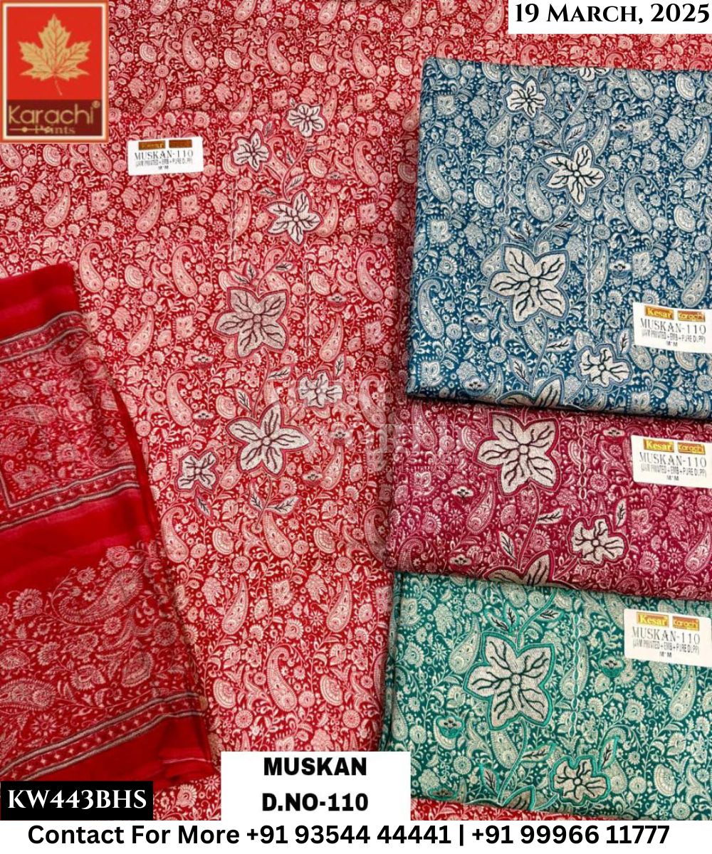 Kesar Karachi Muskan With Jaam Top and Pure Dupatta (Set of 4)443No