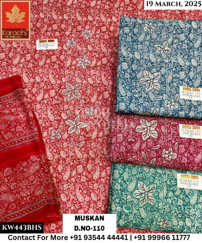 Kesar Karachi Muskan With Jaam Top and Pure Dupatta (Set of 4)443No