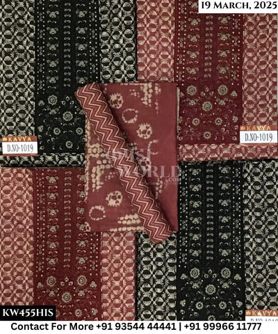 Kavya Suits Fine Cotton Printed With Embroidred Necktie Top and Table Print Cotton Dupatta (Set of 4)455No