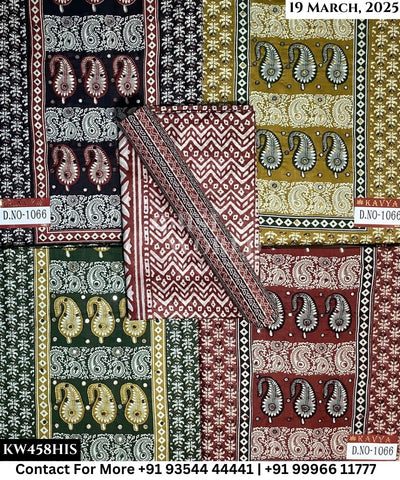 Kavya Suits Fine Cotton Printed With Embroidred Necktie Top and Table Print Cotton Dupatta (Set of 4)458No