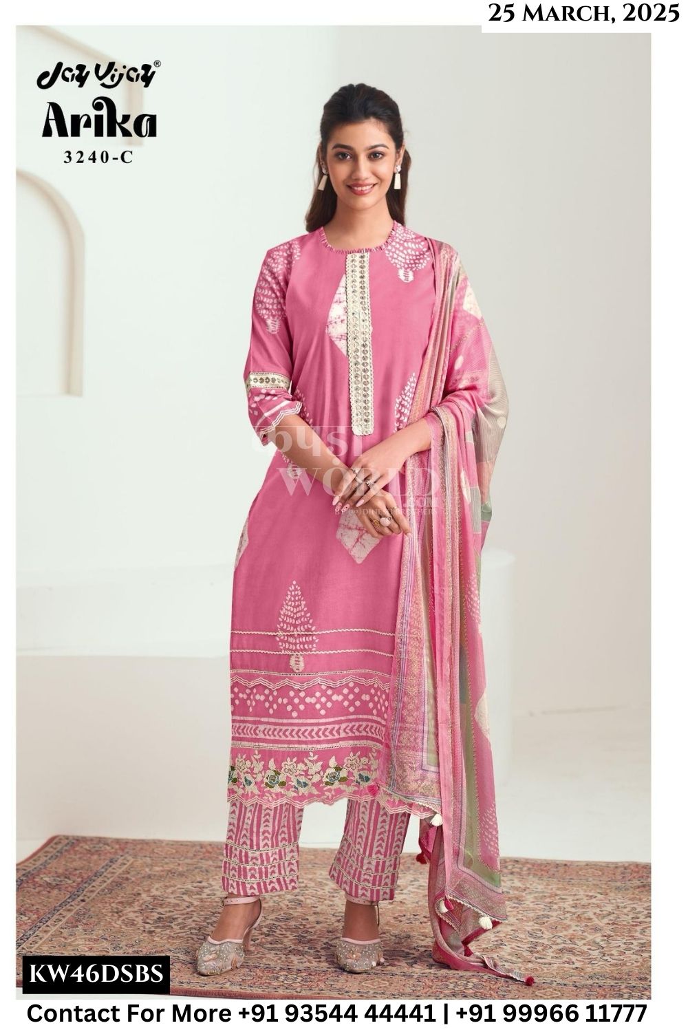 Jay Vijay Catalogue - Arika: Pure Cotton Fancy Ladies Suit Catalog Exporters