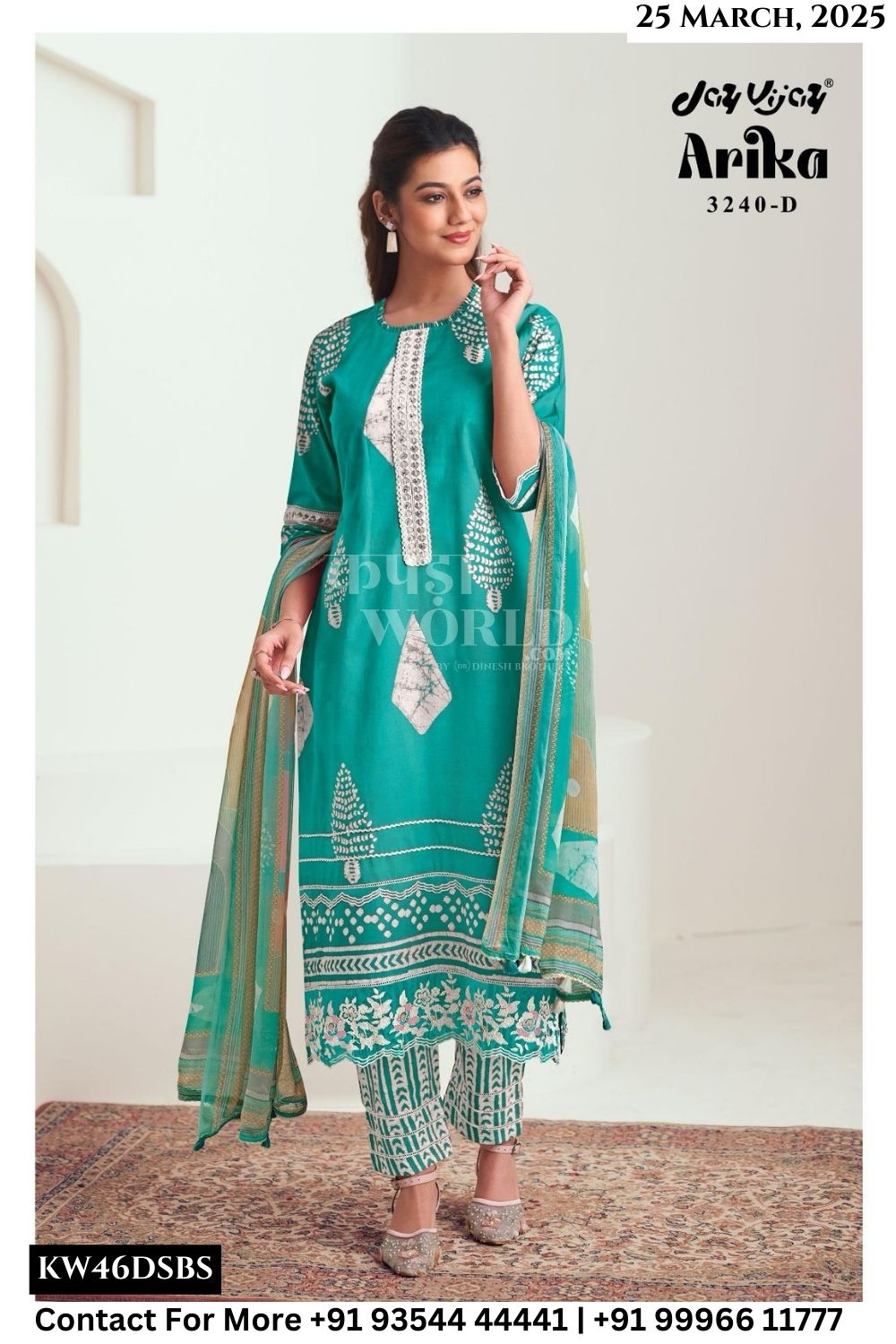 Jay Vijay Catalogue - Arika: Pure Cotton Fancy Ladies Suit Catalog Exporters