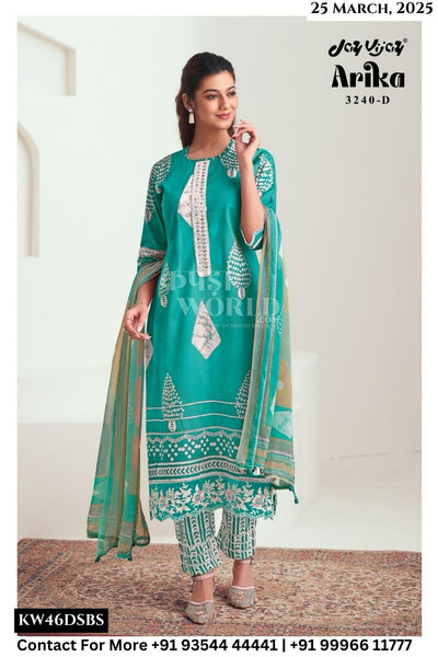 Jay Vijay Catalogue - Arika: Pure Cotton Fancy Ladies Suit Catalog Exporters