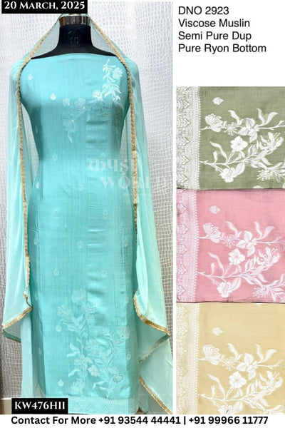 Unstitched Suits Viscose Muslin Top and Semi Pure Dupatta (Set of 4)476No