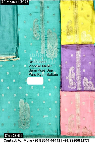 Unstitched Suits Viscose Muslin Top and Semi Pure Dupatta (Set of 4)478No