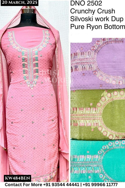 Unstitched Suits Crunchy Crush Top and Silvoski Dupatta (Set of 4)484No