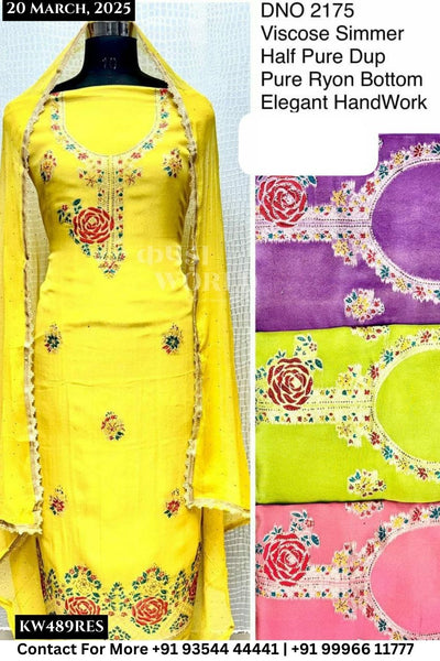 Unstitched Suits Viscose Shimmer Top and Half Pure Dupatta (Set of 4)489No
