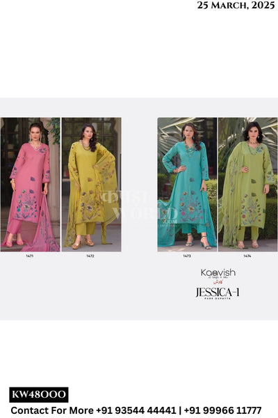 Kaavish Catalogue - Jessica Vol 1 : Fancy Handwork Lawn Cotton Dress Suppliers