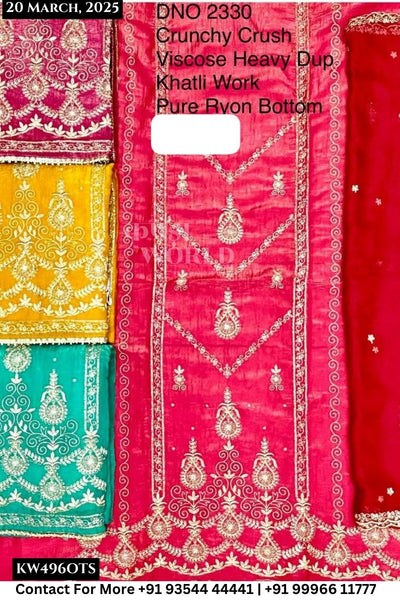Unstitched Suits Crunchy Crush Top and Viscose Heavy Dupatta (Set of 4)496No