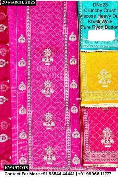 Unstitched Suits Crunchy Crush Top and Viscose Heavy Dupatta (Set of 4)497No