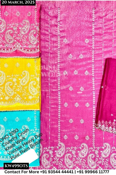 Unstitched Suits Crunchy Crush Khatti Work Top and Viscose Heavy Dupatta (Set of 4)499No
