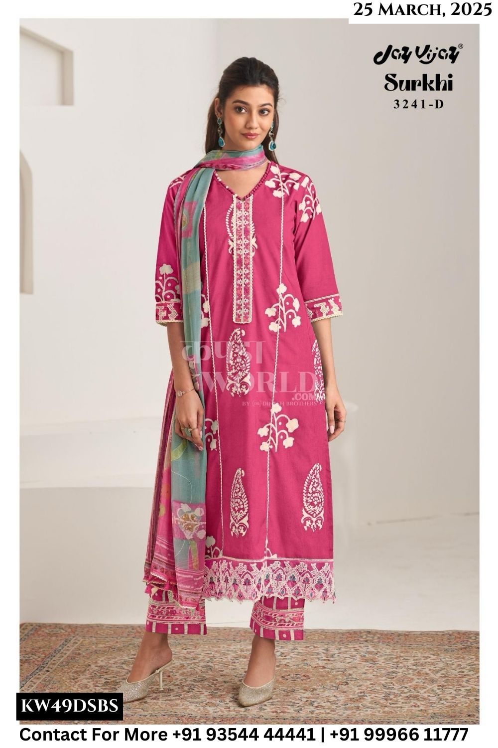 Jay Vijay Catalogue - Surkhi: Exclusive Pure Cotton Suit Catalog Suppliers