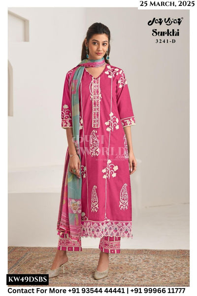 Jay Vijay Catalogue - Surkhi: Exclusive Pure Cotton Suit Catalog Suppliers