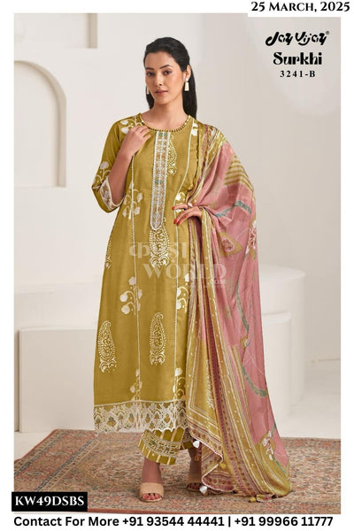 Jay Vijay Catalogue - Surkhi: Exclusive Pure Cotton Suit Catalog Suppliers