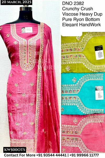 Unstitched Suits Crunchy Crush Top and Viscose Heavy Dupatta (Set of 4)500No