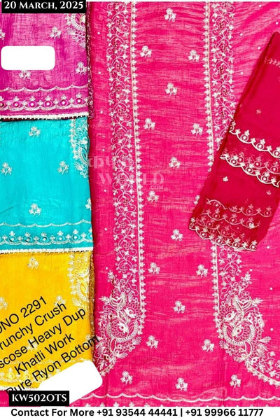 Unstitched Suits Crunchy Crush Top and Viscose Heavy Dupatta (Set of 4)502No