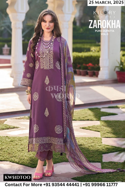 Kilory Catalogue - Zarokha Vol 3: Exclusive Stylish Cotton Ladies Suit Wholesale