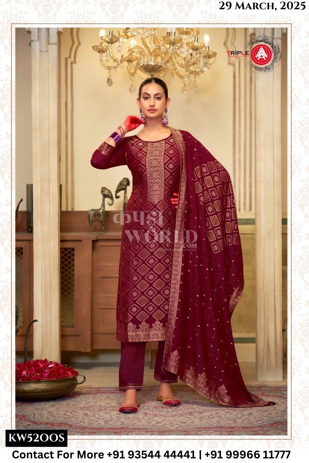 Triple Aaa Catalogue - Hanshika: Exclusive Muslin jacquard Suit Catalog Best Rate