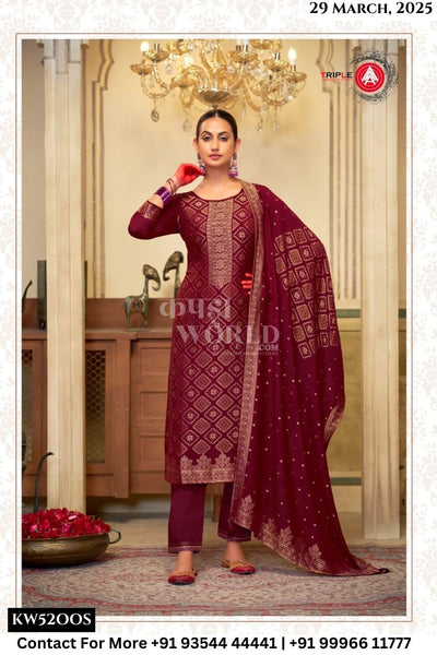 Triple Aaa Catalogue - Hanshika: Exclusive Muslin jacquard Suit Catalog Best Rate