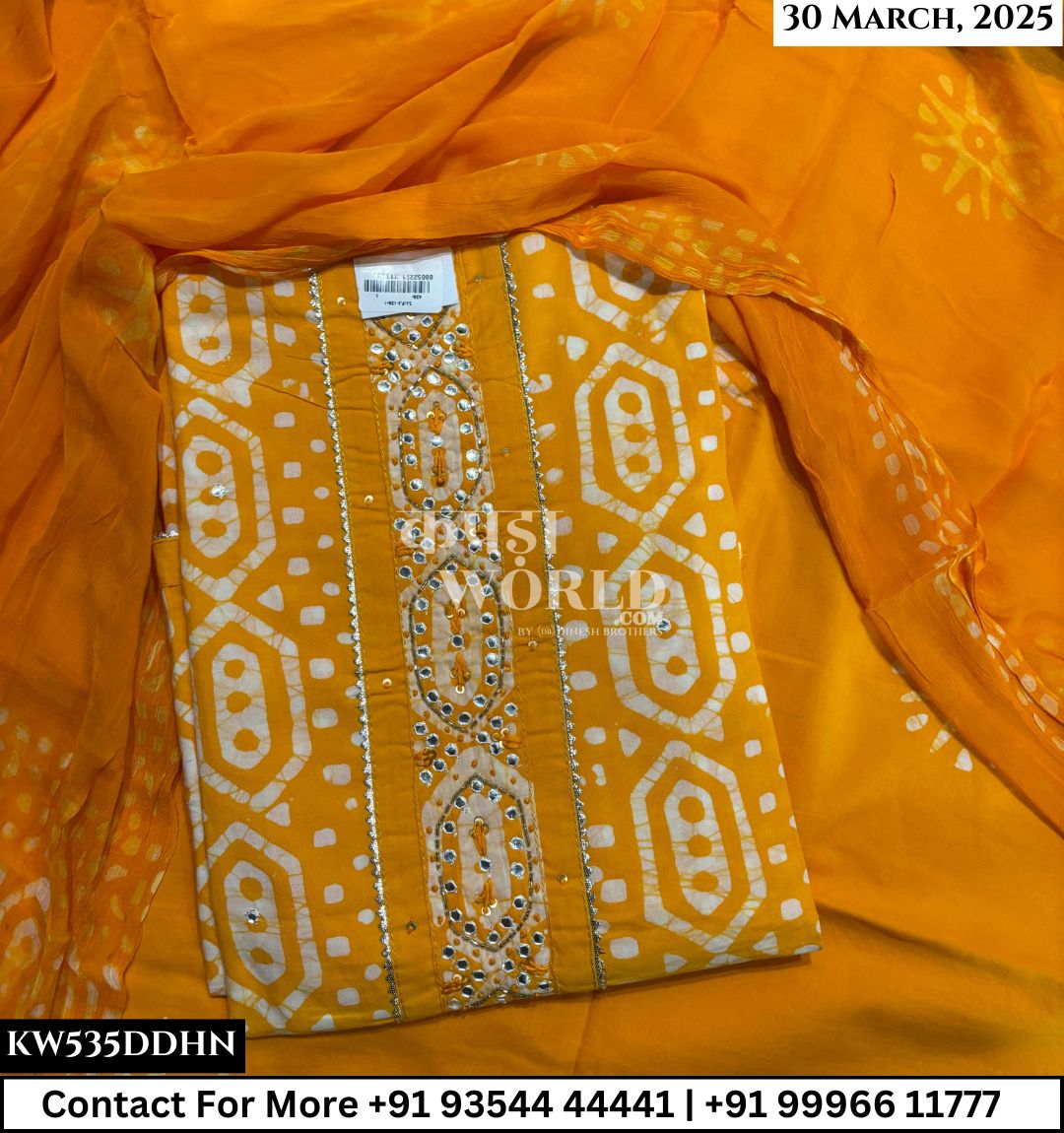 Unstitched Suits Batic Print Top and Pure Dupatta (Set of 1)535No