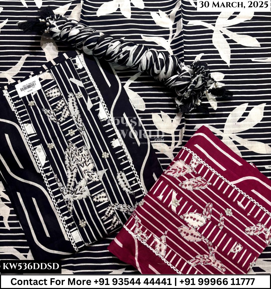 Unstitched Suits Cambric Cotton Top and Cotton Print Dupatta (Set of 2)536No