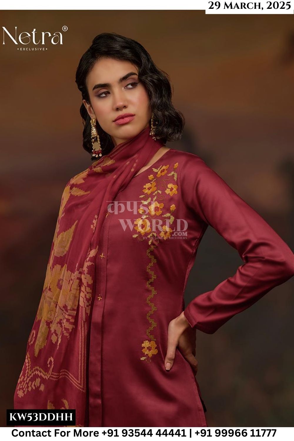 Netra Catalogue - Jiya: Unstitch Designer Cotton Silk Suit Latest Catalogs