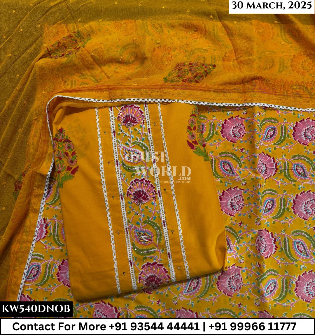 Unstitched Suits Cambric Cotton Top and Pure Print Dupatta (Set of 1)540No