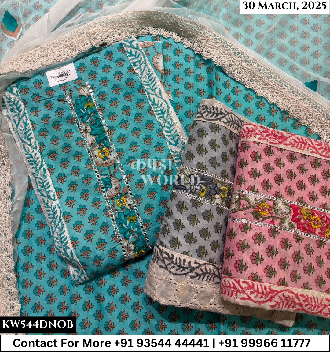 Unstitched Suits Cambric Cotton Top and Pure Brush Dupatta (Set of 3)544No