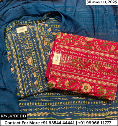Unstitched Suits Cambric Cotton Top and Pure Bandhej Dupatta (Set of 2)547No
