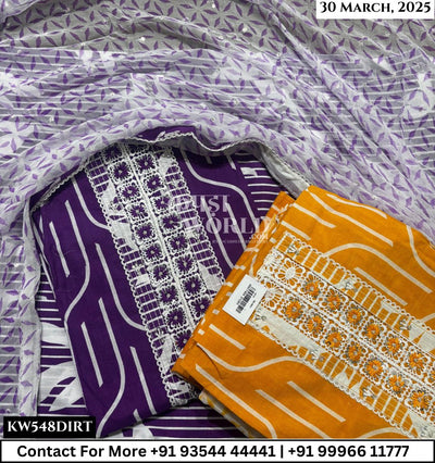 Unstitched Suits Cambric Cotton Top and Pure Print Dupatta (Set of 2)548No