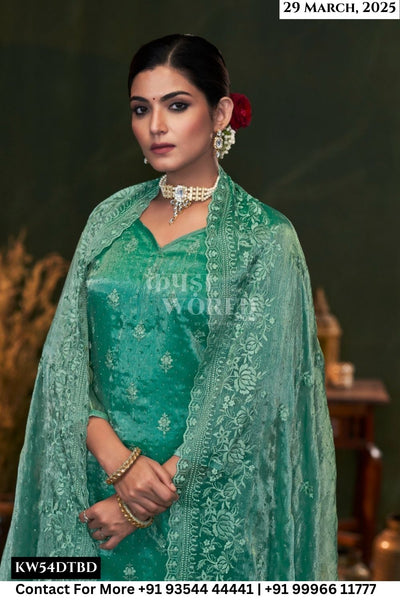 Triple Aaa Catalogue - Resa: Resa Heavy Embroidery Work Fancy Silk Suit Catalog Supplier