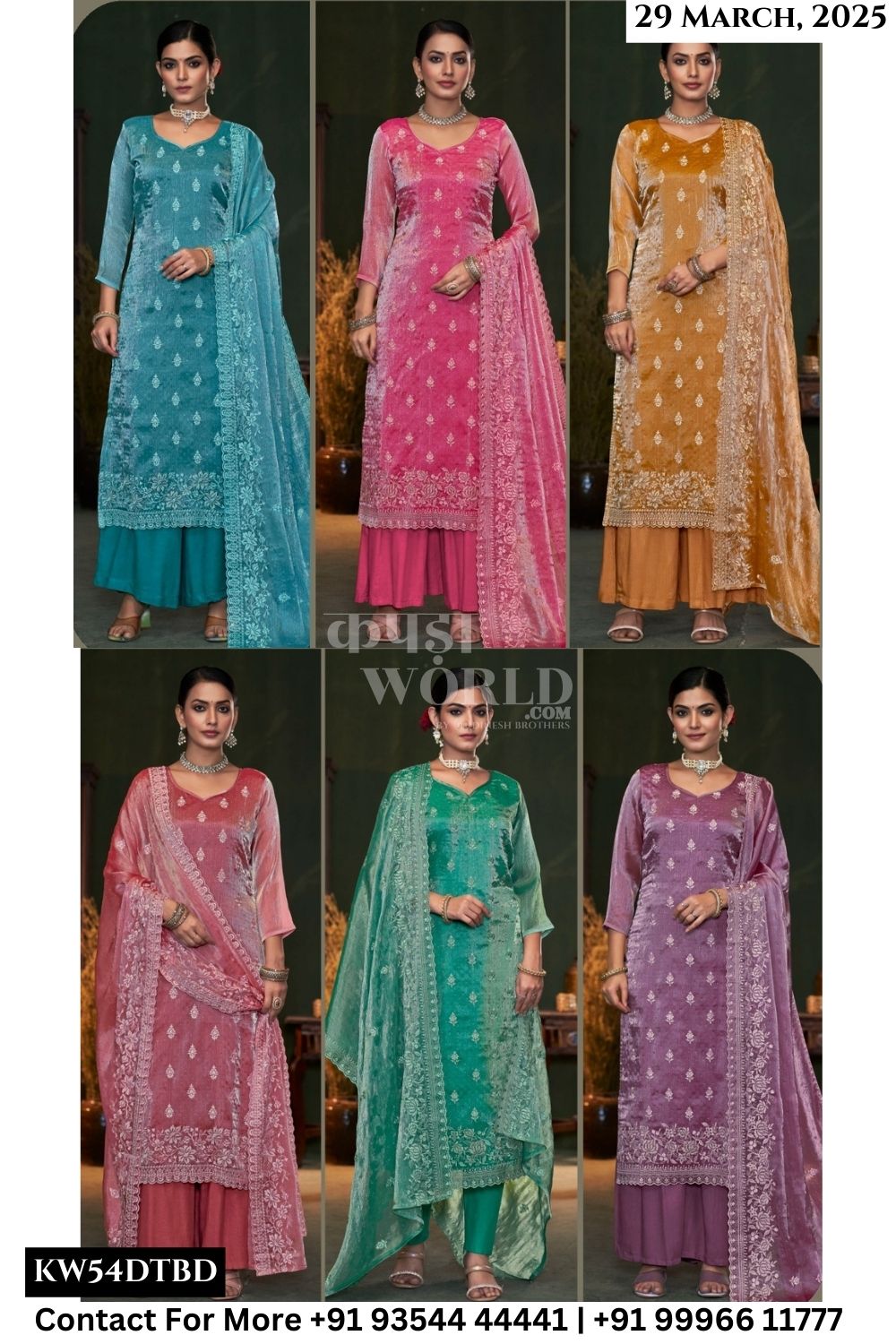 Triple Aaa Catalogue - Resa: Resa Heavy Embroidery Work Fancy Silk Suit Catalog Supplier