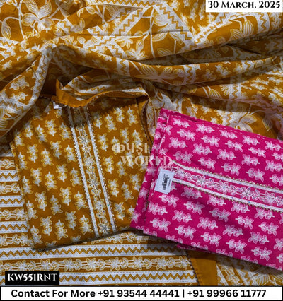 Unstitched Suits Cambric Cotton Top and Print Cotton Dupatta (Set of 2)551No
