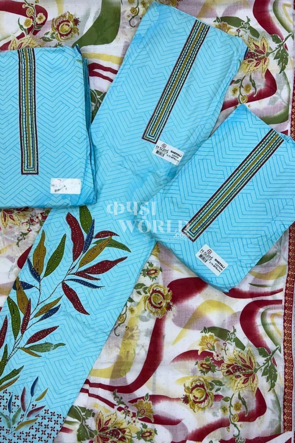 Ahmedabad Unstitched Cambric Suit with Chiffon Dupatta (Set of 4)56No