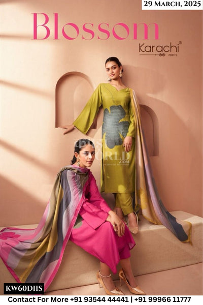 Kesar Catalogue - Blossom: Digital Print Pure Muslin Suit Wholesalers