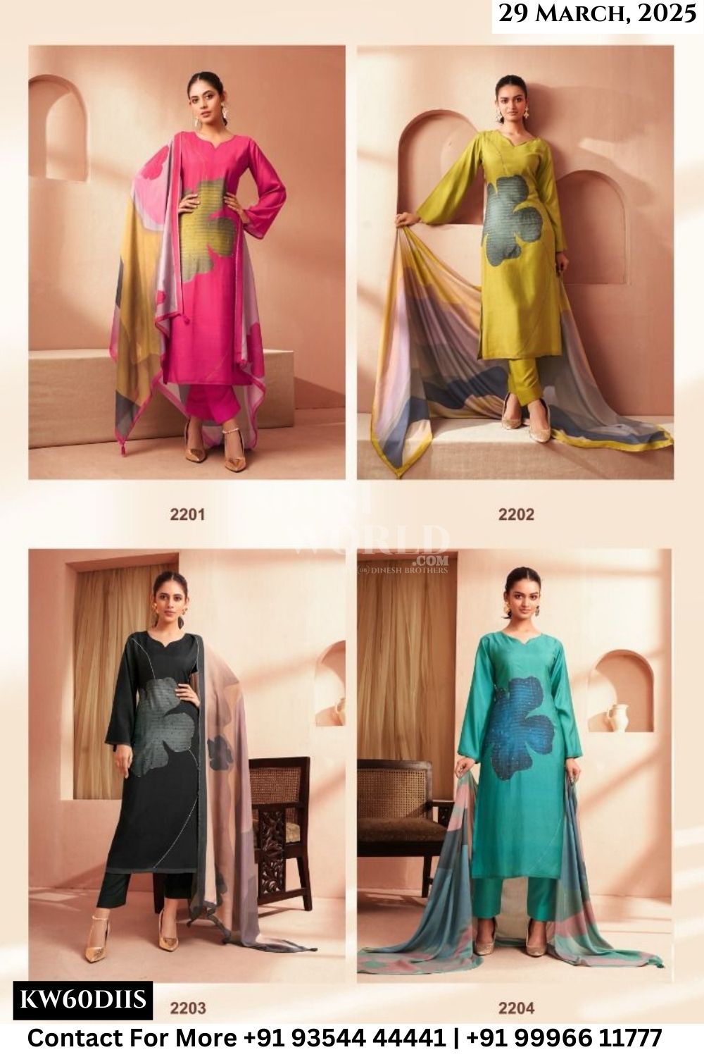 Kesar Catalogue - Blossom: Digital Print Pure Muslin Suit Wholesalers