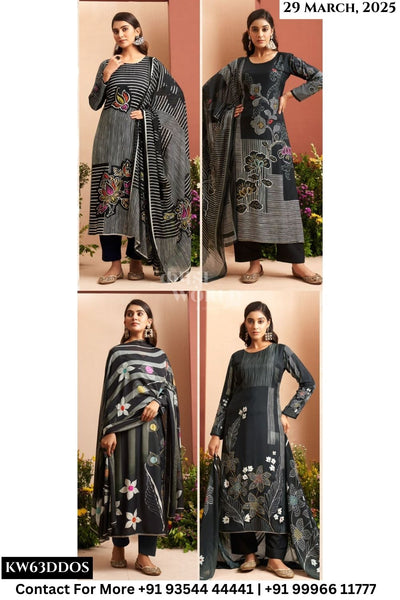 Kesar Catalogue - Evara: Pure Muslin Fancy Handwork Suit Exporter
