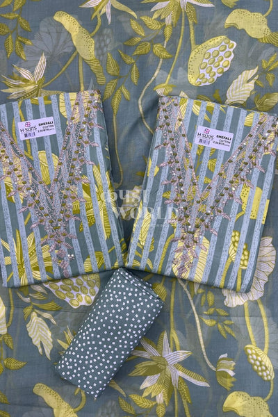 Ahmedabad Unstitched Cambric Suit with Chiffon Dupatta (Set of 2)66No