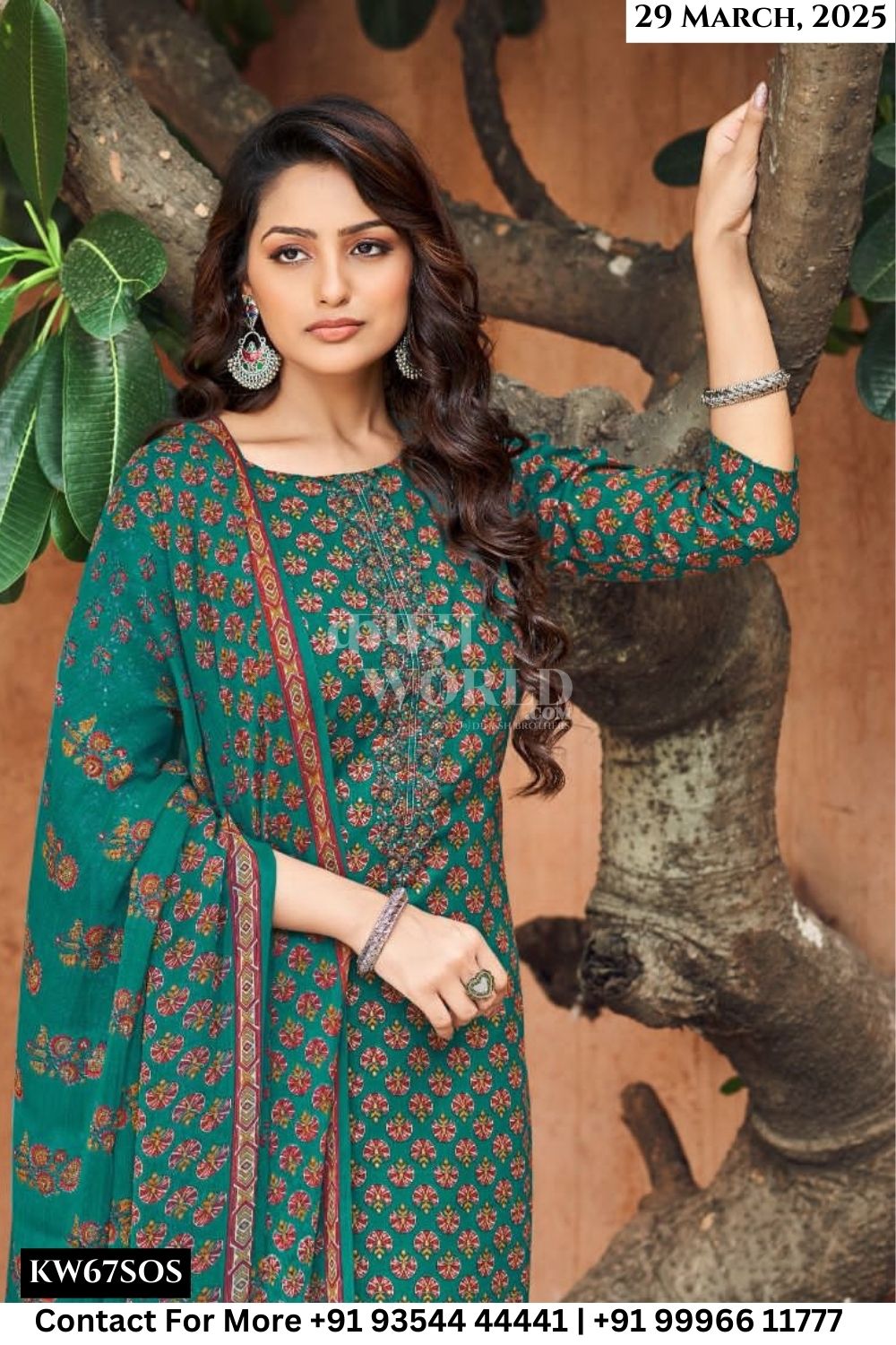Kesar Catalogue - Sonpari: Fancy Foil Print Cotton Dress Wholesale