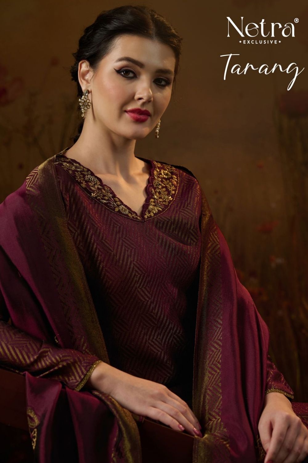 Netra Catalogue - Tarang: Designer Jacquard Silk Suit Catalog Wholesales